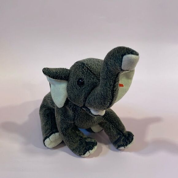 Trumpet the Elephant 2000 Ty Beanie Baby Good Used Condition 9” long Grey - Picture 5 of 8